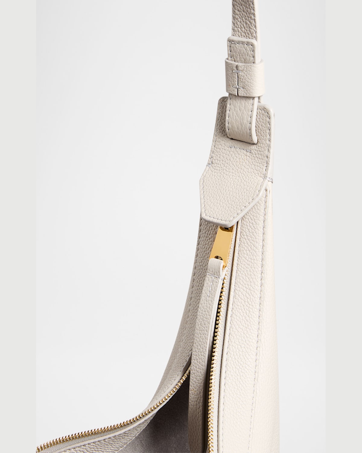 Khaite Augustina Small Zip Calfskin Crossbody Bag In Light Grey