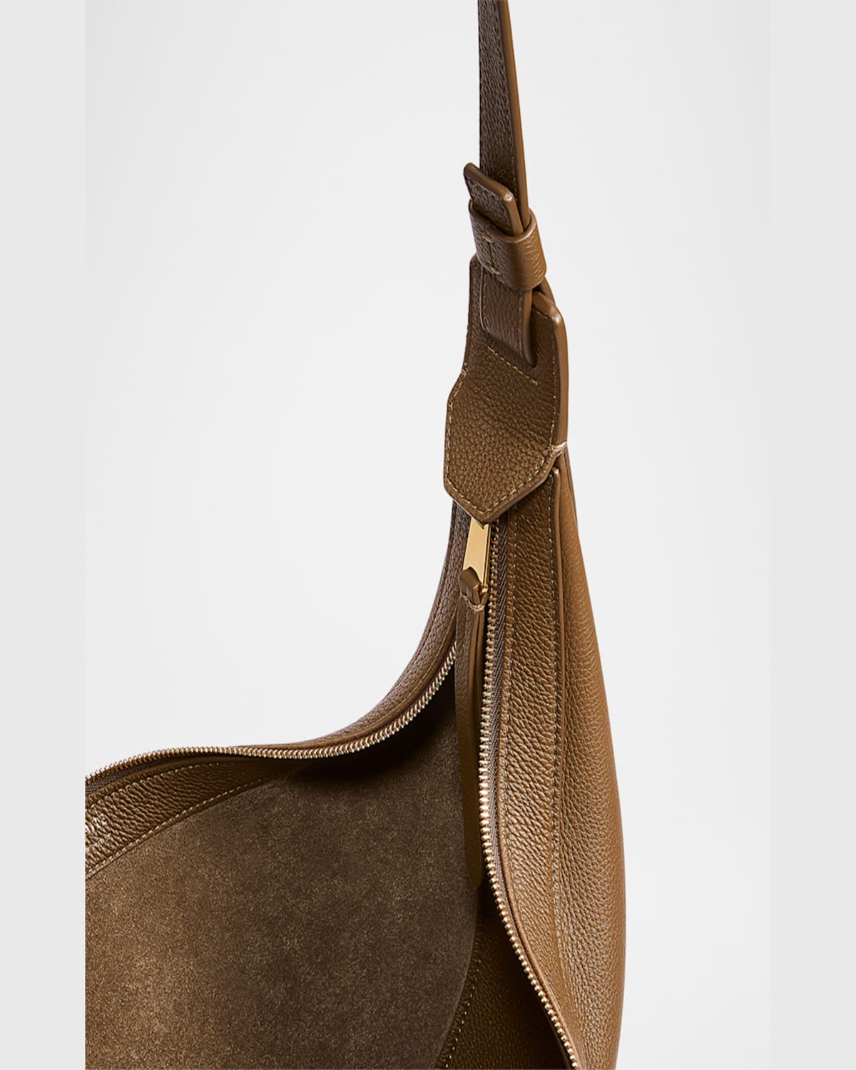 Khaite Augustina Small Zip Calfskin Crossbody Bag In Light Grey