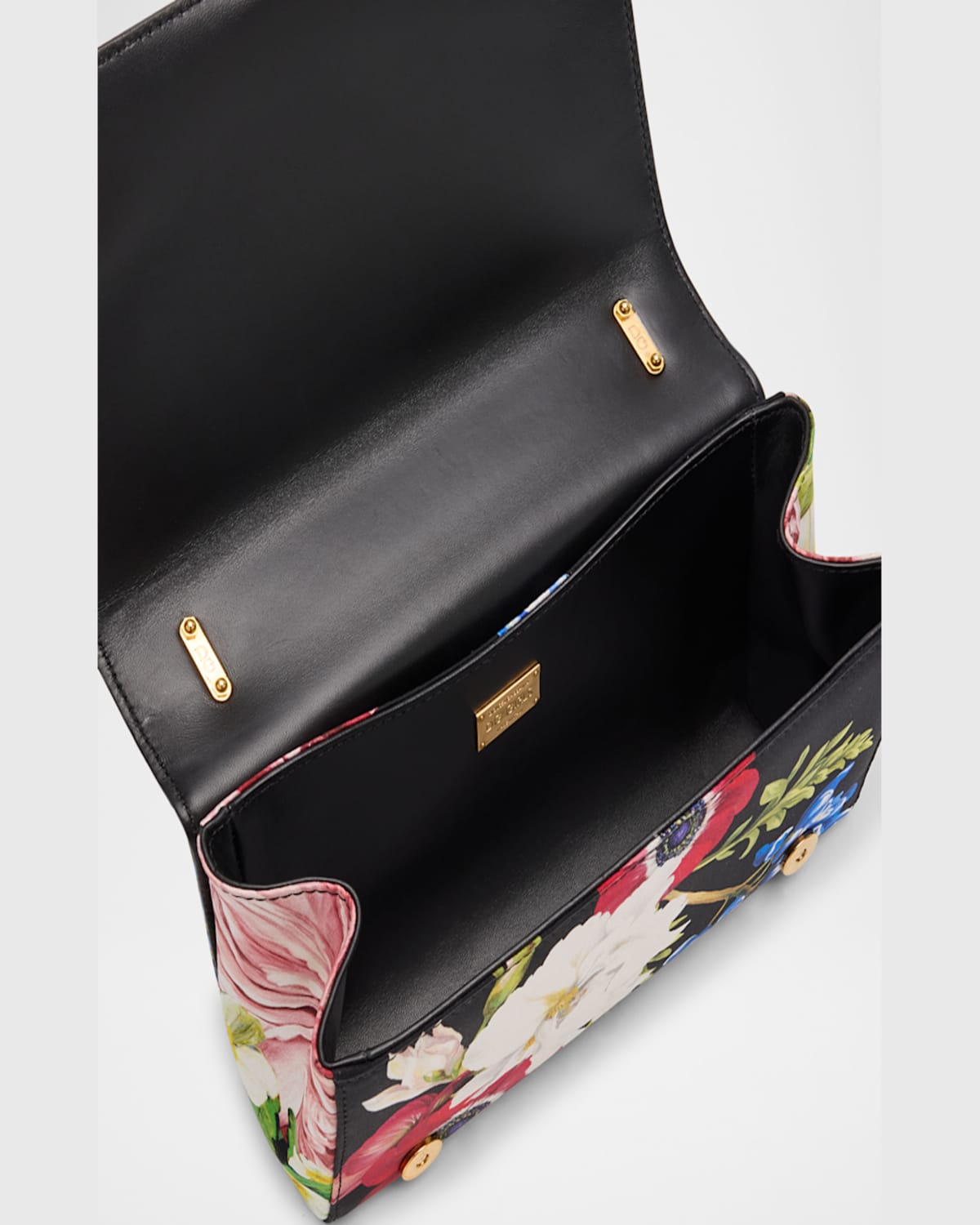 Dolce & Gabbana Dg Girls Floral Flap Chain Crossbody Bag In Black Pink