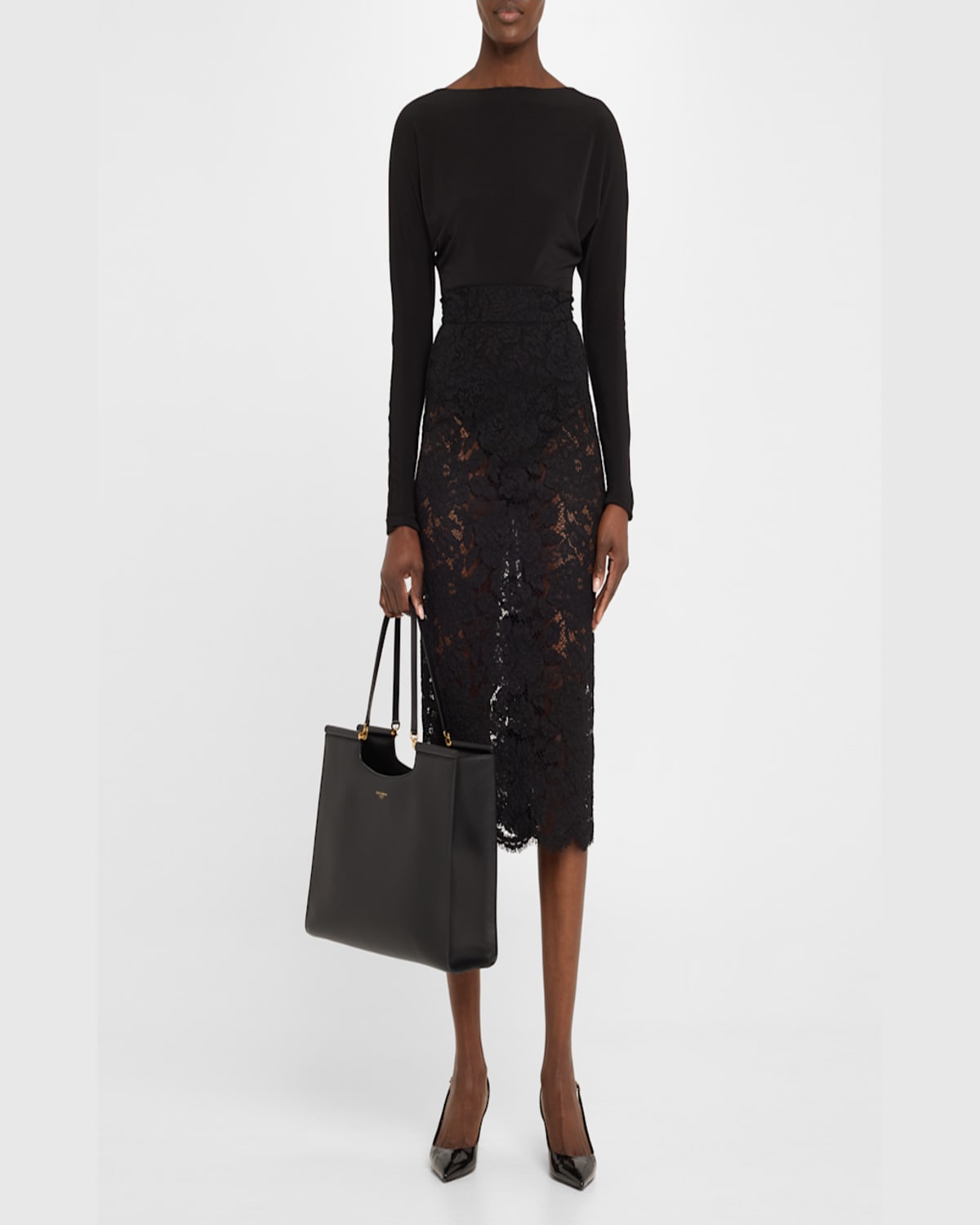 Dolce & Gabbana Large Sicily Calf Leather Tote Bag In Nero