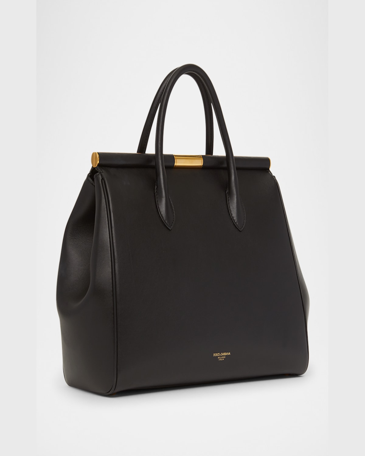 Dolce & Gabbana Leather Top Handle Bag In Nero