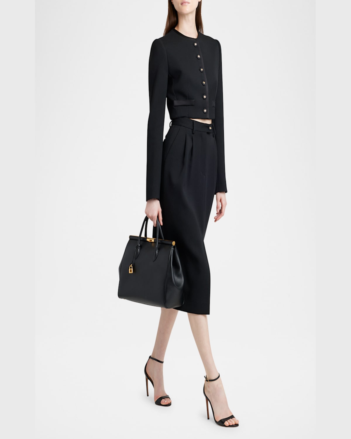 Dolce & Gabbana Leather Top Handle Bag In Nero