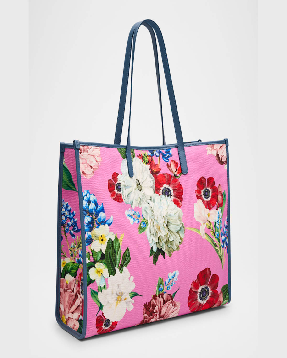 Dolce & Gabbana Floral Canvas Tote Bag In Pink