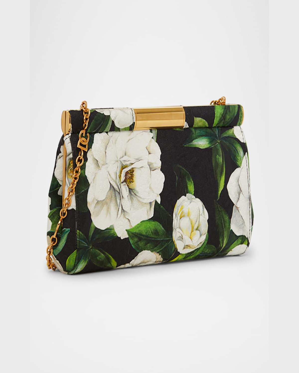 Dolce & Gabbana Marlene Small Flower-print Clutch Bag In Gardenia Nero