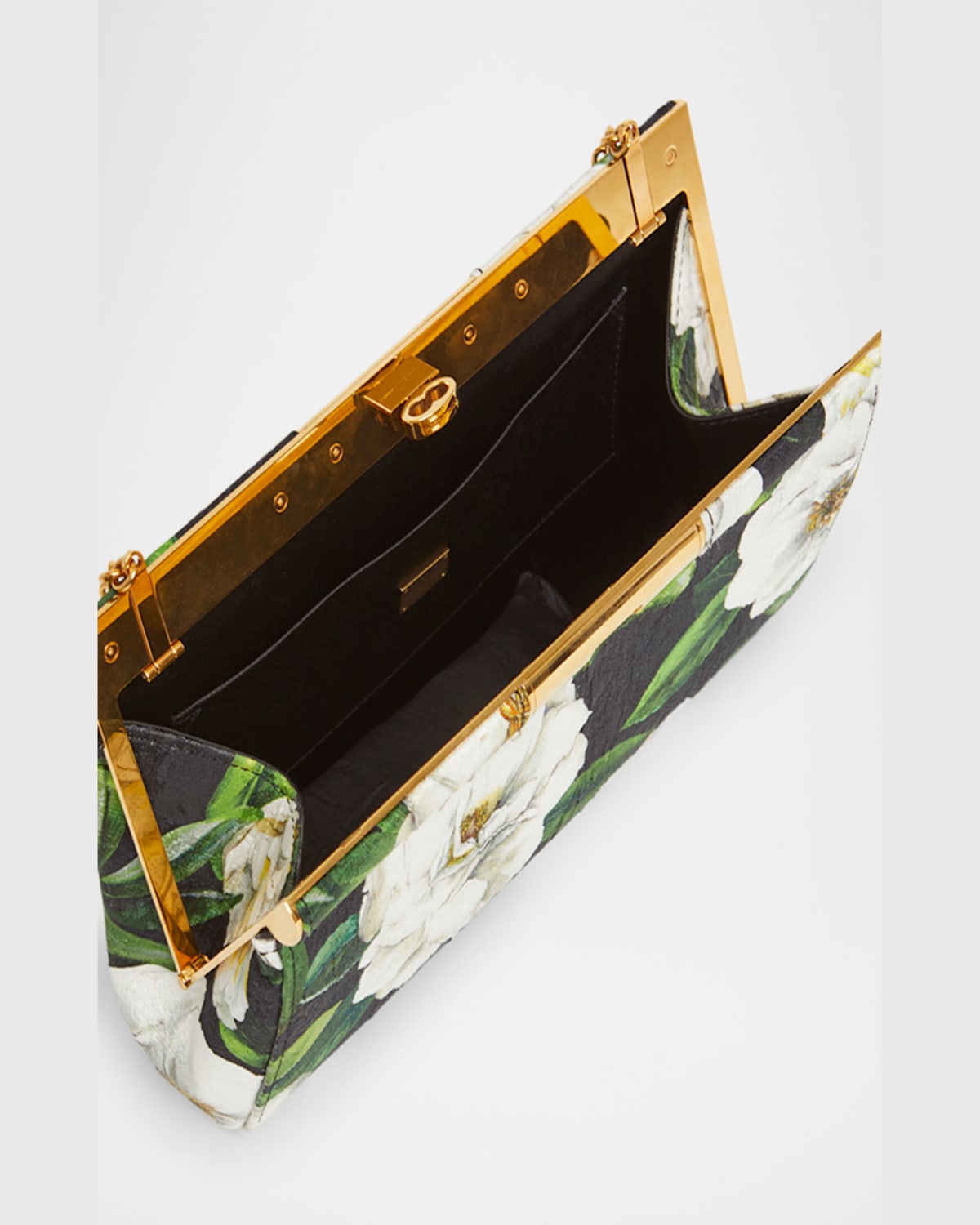 Dolce & Gabbana Marlene Small Flower-print Clutch Bag In Gardenia Nero