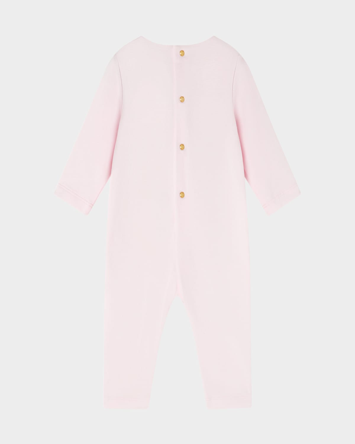 Versace Girl's Logo-print Necklace Graphic Coverall In Newborn Pink Multi