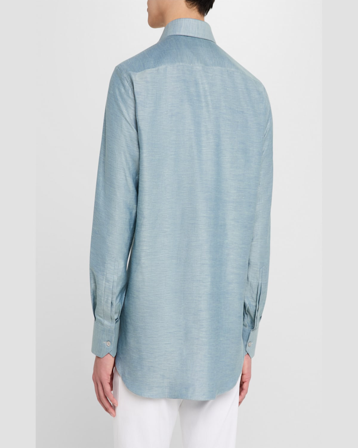Stefano Ricci Men's Heathered Cotton And Linen Sport Shirt In Light Green