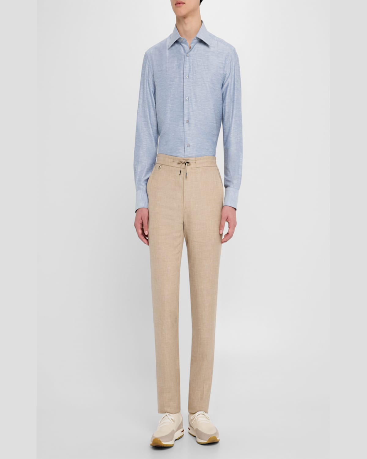 Stefano Ricci Men's Heathered Cotton And Linen Sport Shirt In Light Green
