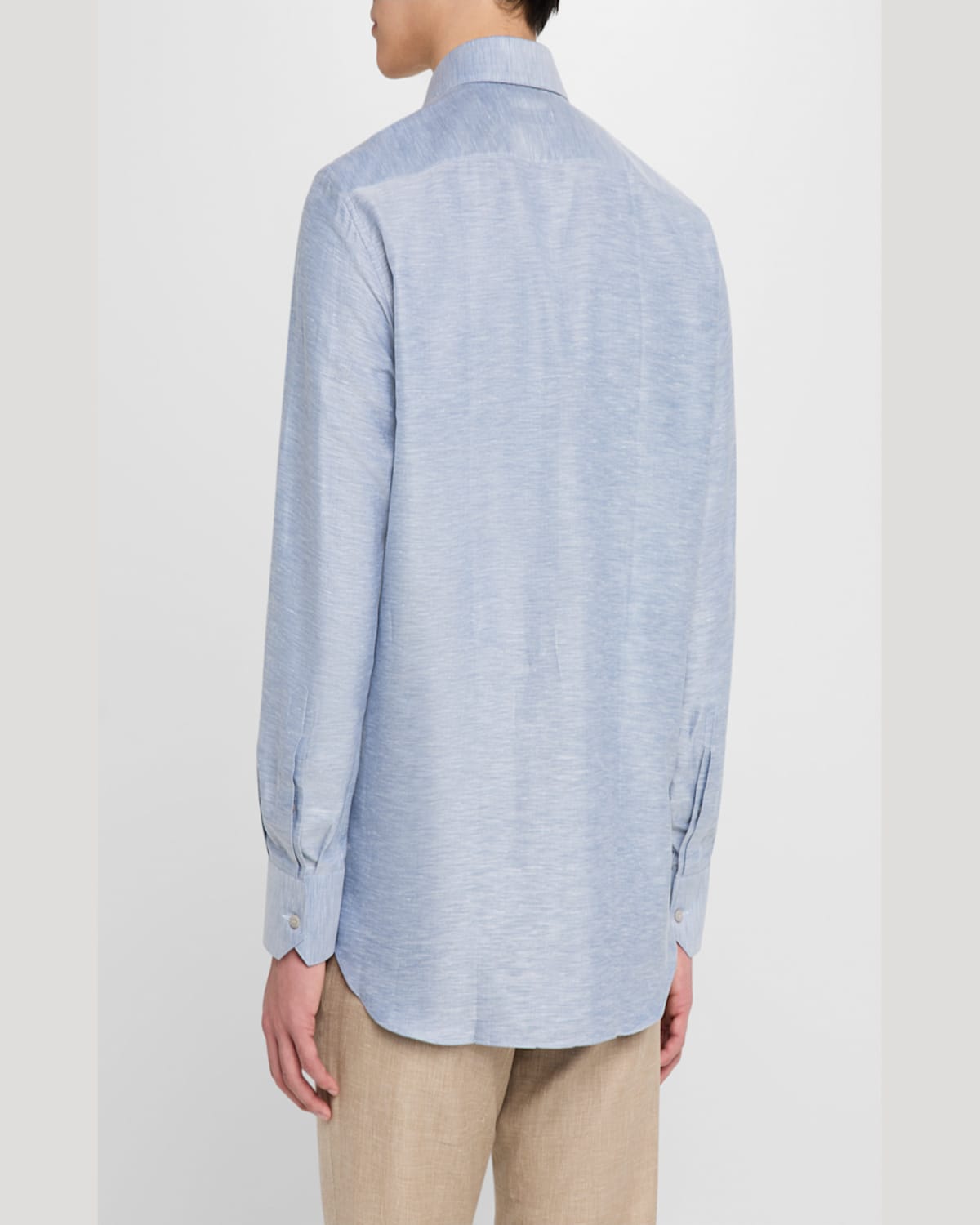 Stefano Ricci Men's Heathered Cotton And Linen Sport Shirt In Light Green