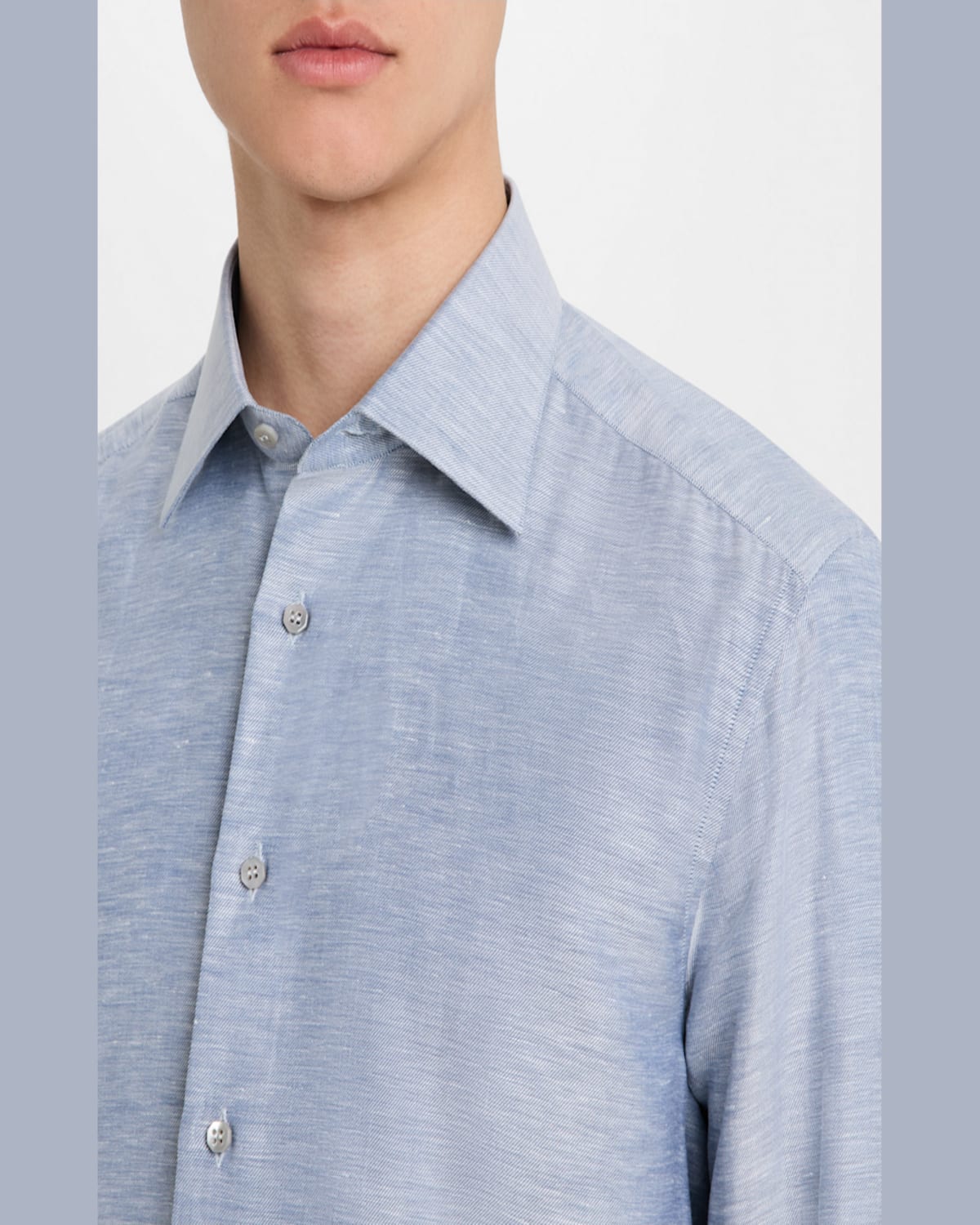 Stefano Ricci Men's Heathered Cotton And Linen Sport Shirt In Light Green