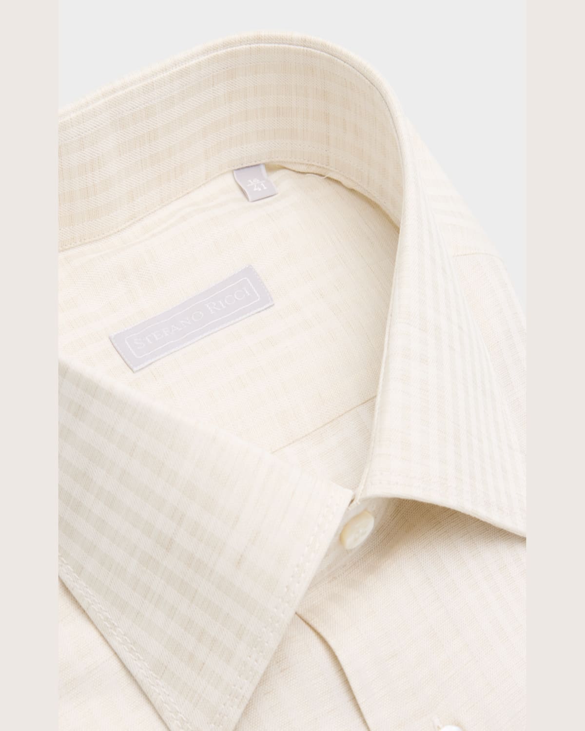 Stefano Ricci Men's Cotton, Silk And Linen Stripe Dress Shirt In Beige