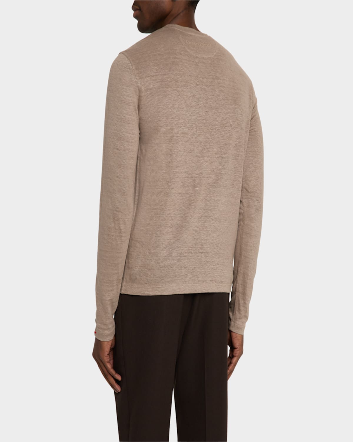 Stefano Ricci Men's Linen Long-sleeve T-shirt In Brown