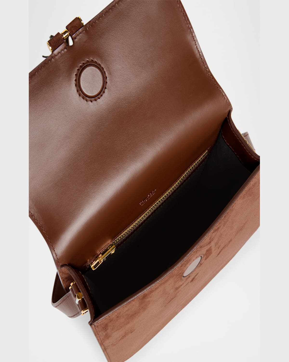 Shop Tom Ford Tara Mini Flap Crossbody Bag In Suede And Leather In Whisky