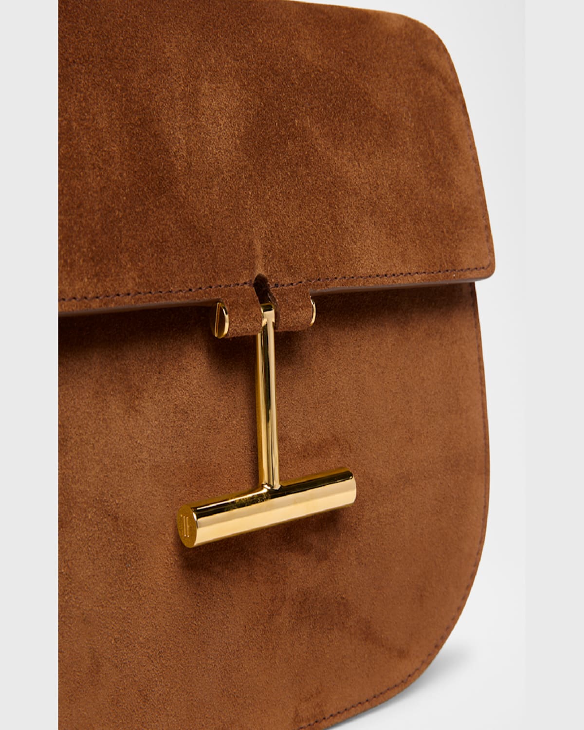 Shop Tom Ford Tara Mini Flap Crossbody Bag In Suede And Leather In Whisky