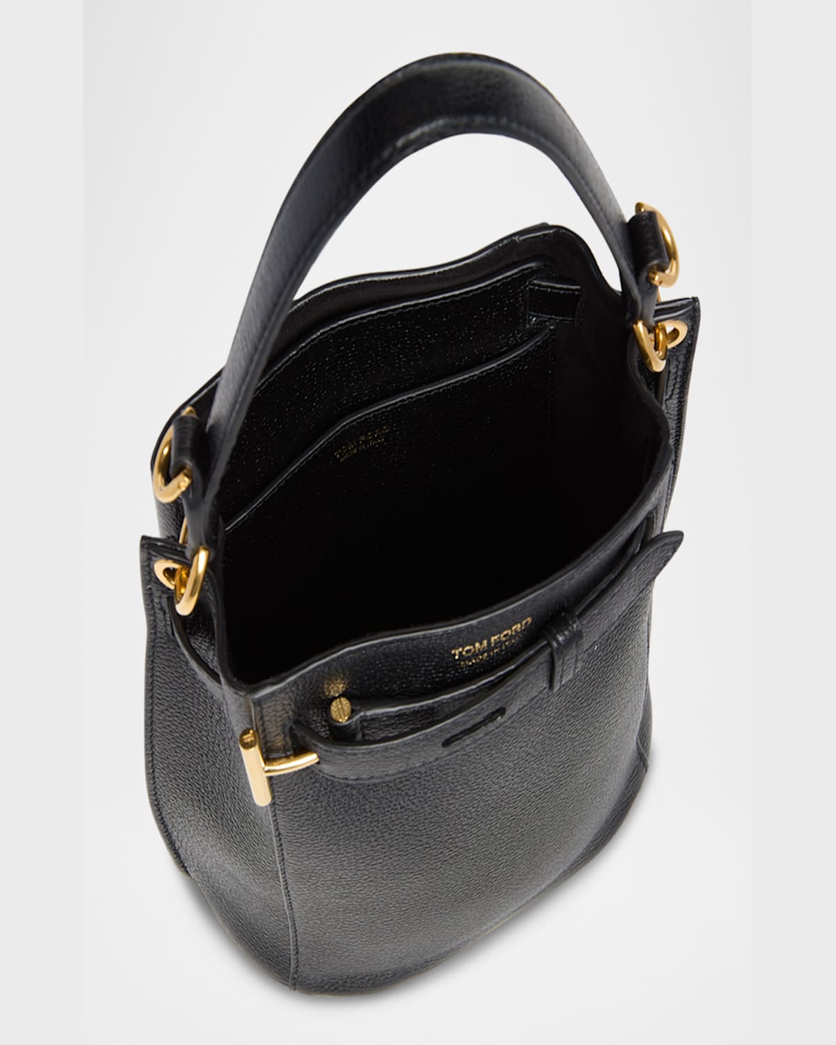 Tom Ford Audrey Mini Bucket Bag In Grain Leather In Black