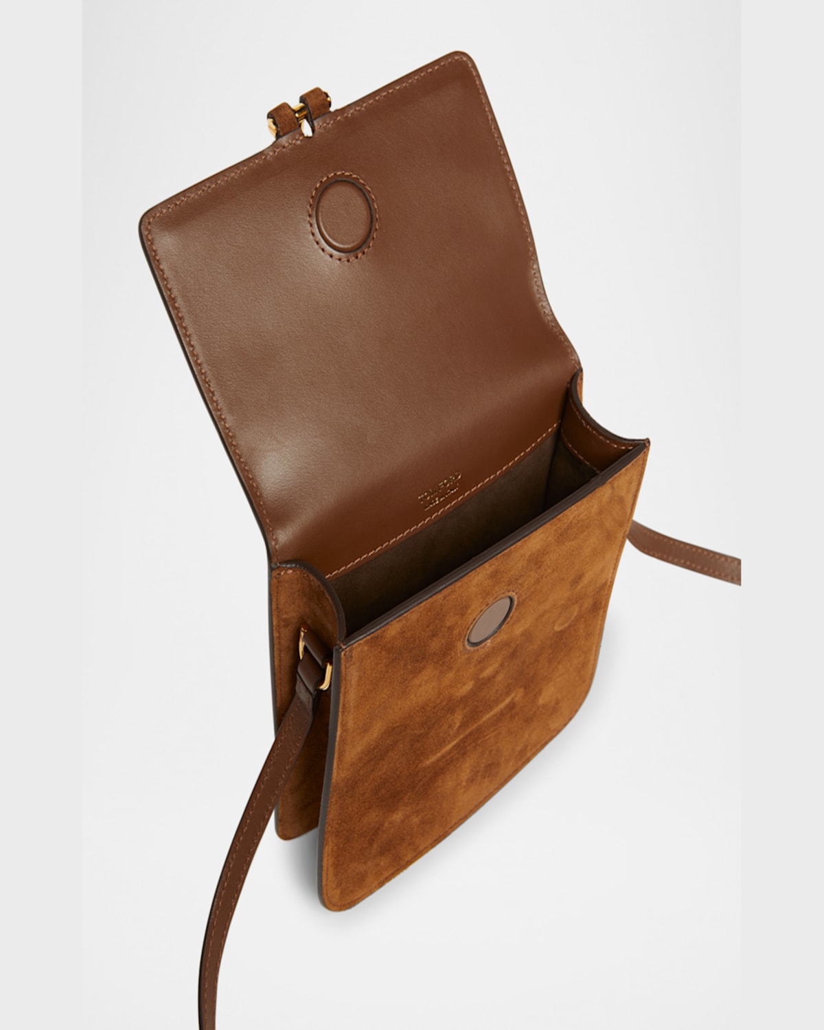 Tom Ford Tara Mini Flap Crossbody Bag In Suede In Whisky