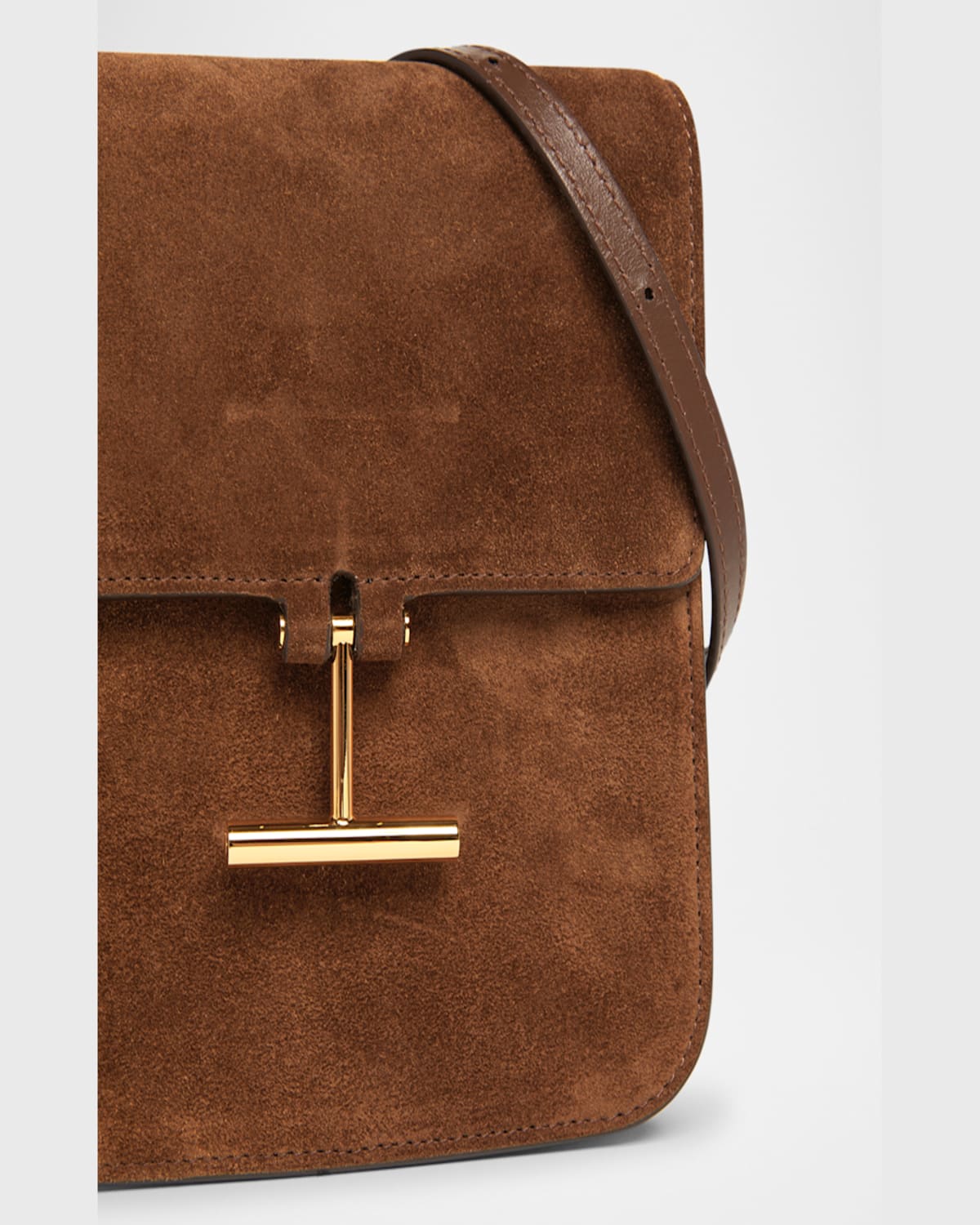 Tom Ford Tara Mini Flap Crossbody Bag In Suede In Whisky