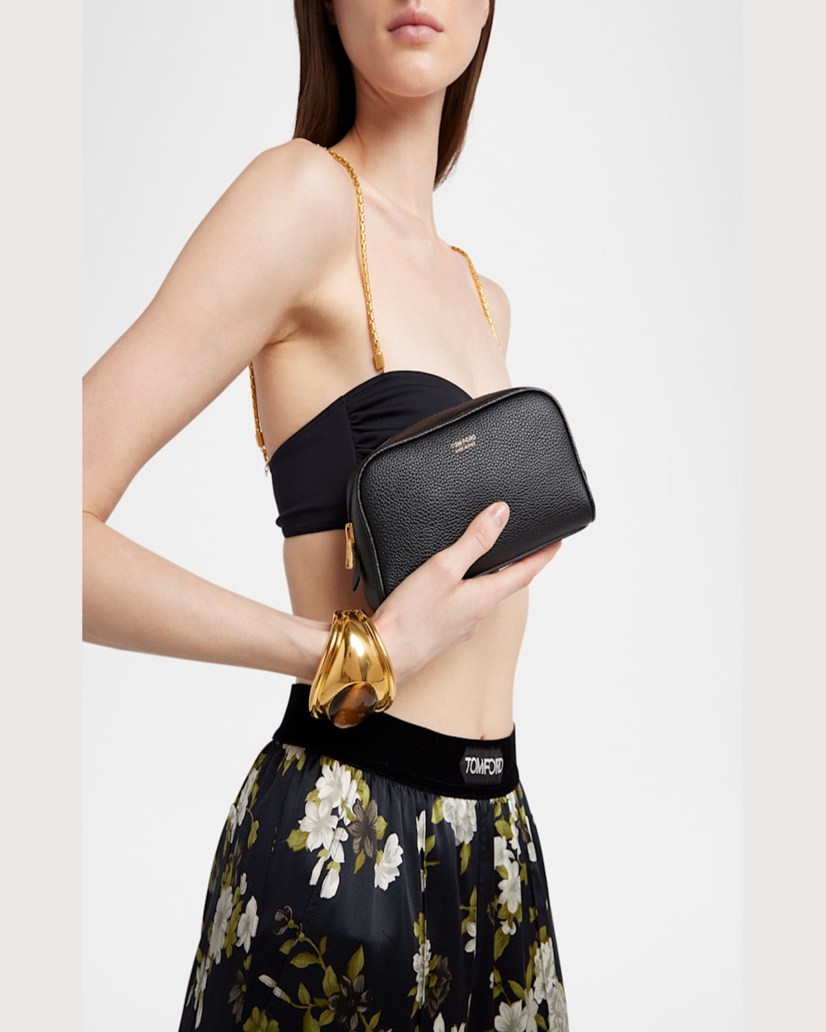 Shop Tom Ford Small Travel Cosmetic Case In Grain Leather In Black