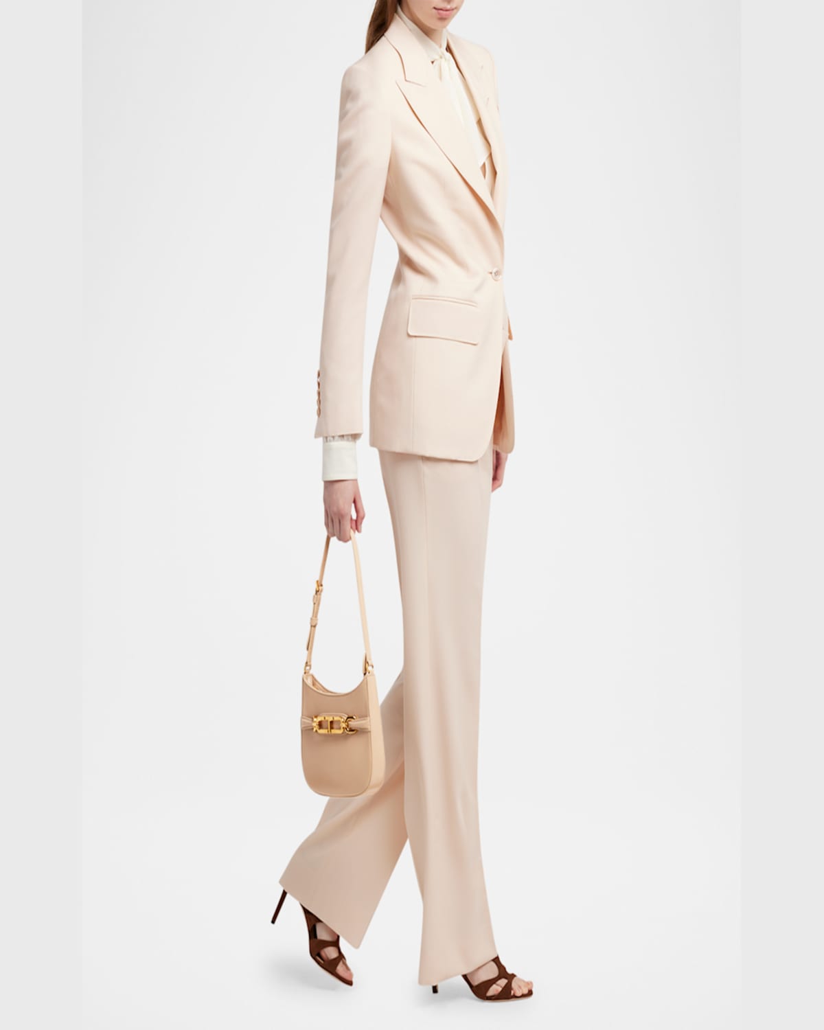 Tom Ford Mini Shoulder Bag In Leather In Light Beige