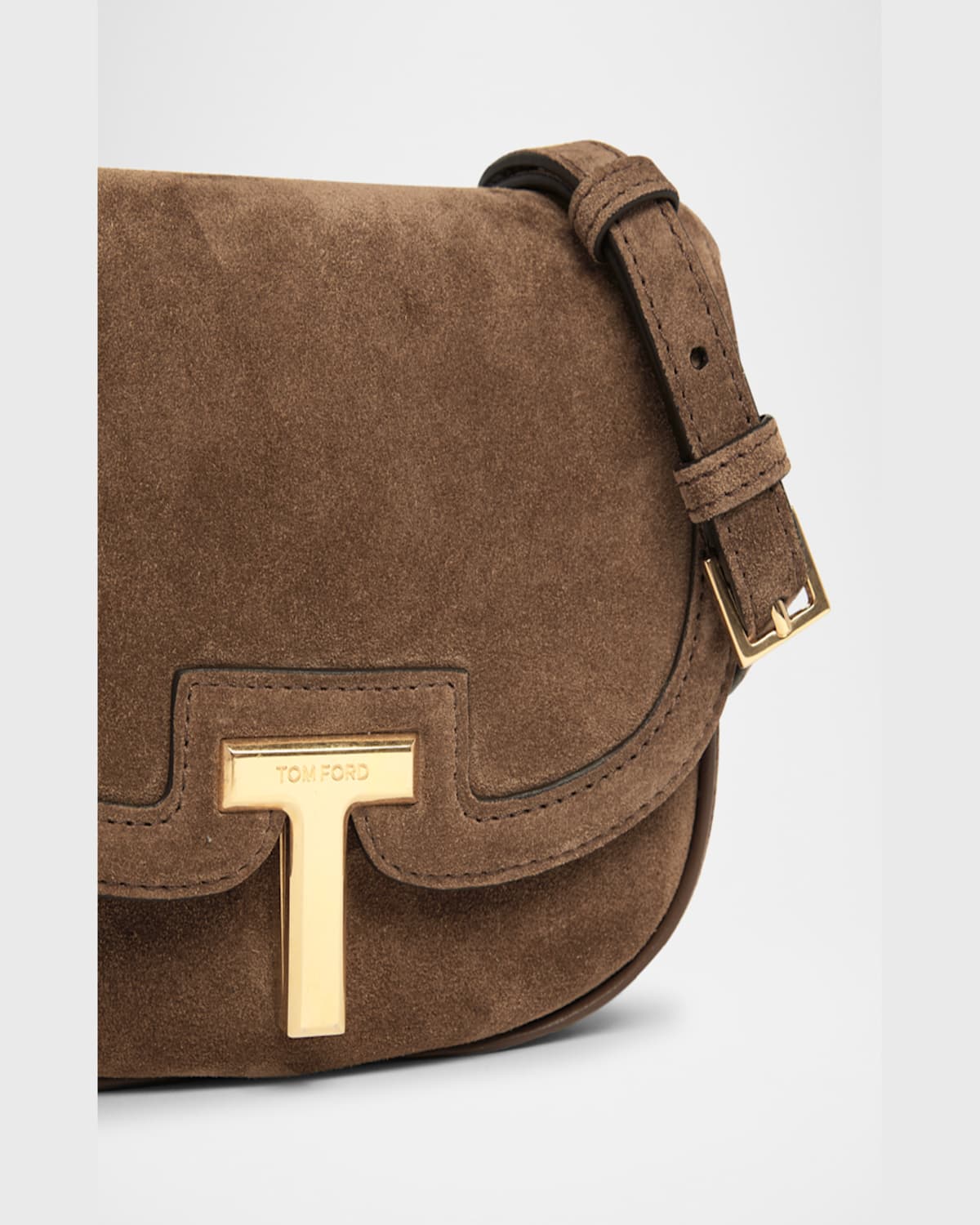 Tom Ford Wallis Mini Flap Shoulder Bag In Suede In Whisky