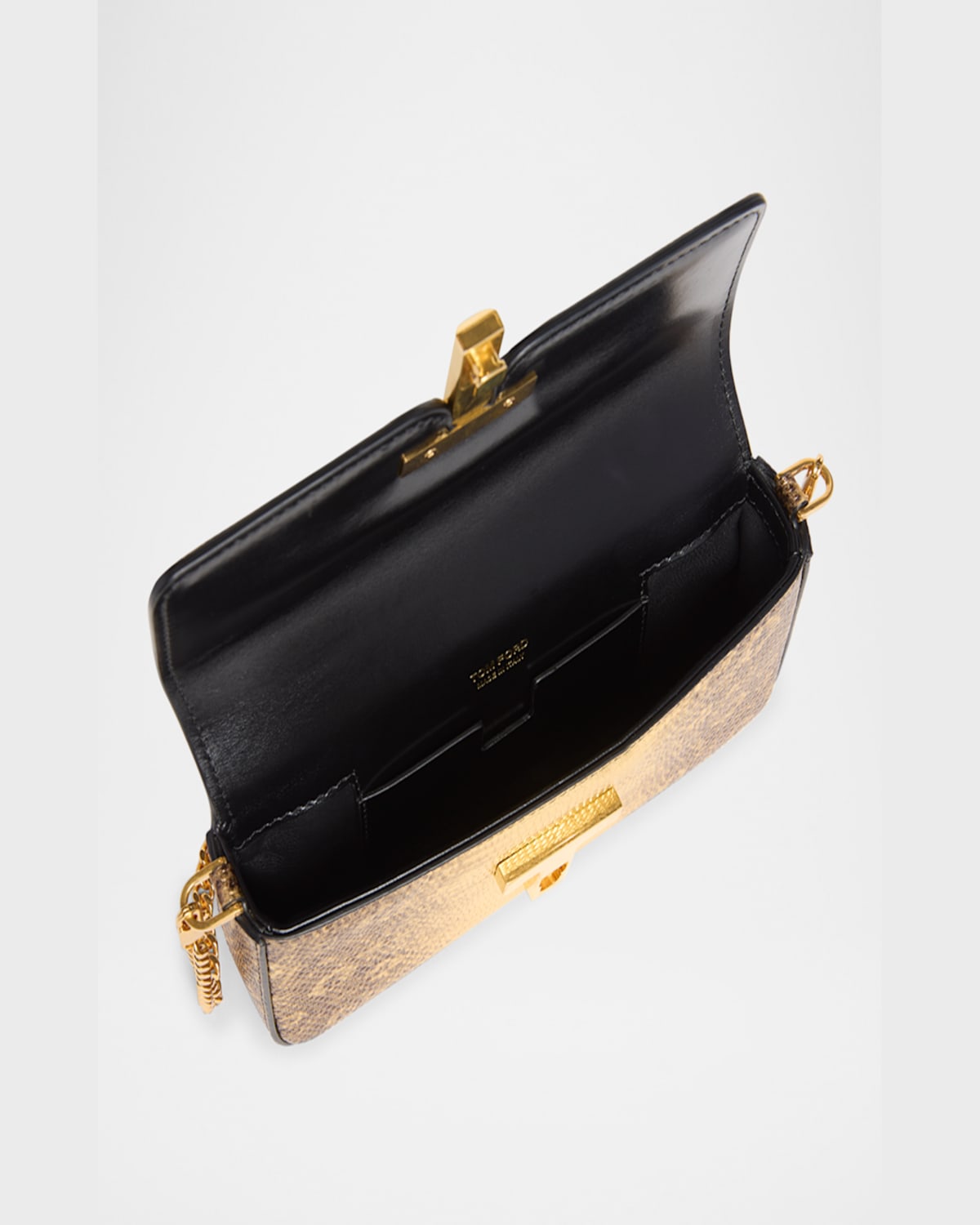 Tom Ford Wallis Mini Flap Shoulder Bag Snakeskin-printed Leather In Antique Gold