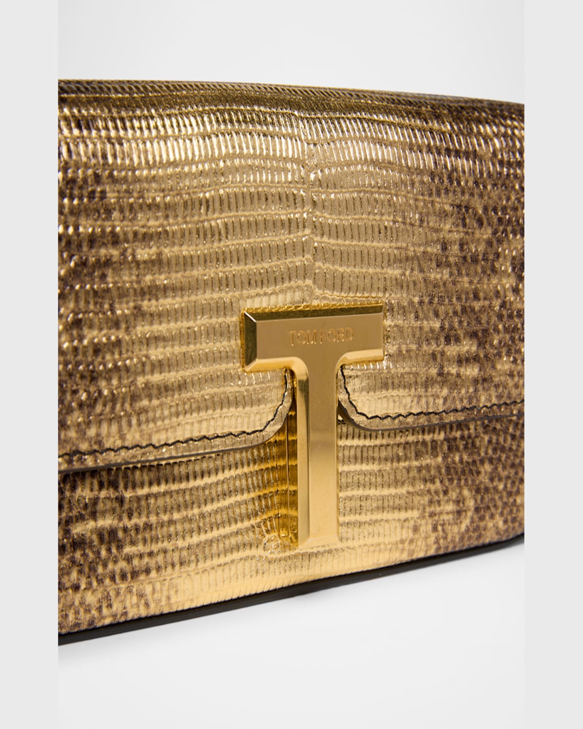 Tom Ford Wallis Mini Flap Shoulder Bag Snakeskin-printed Leather In Antique Gold