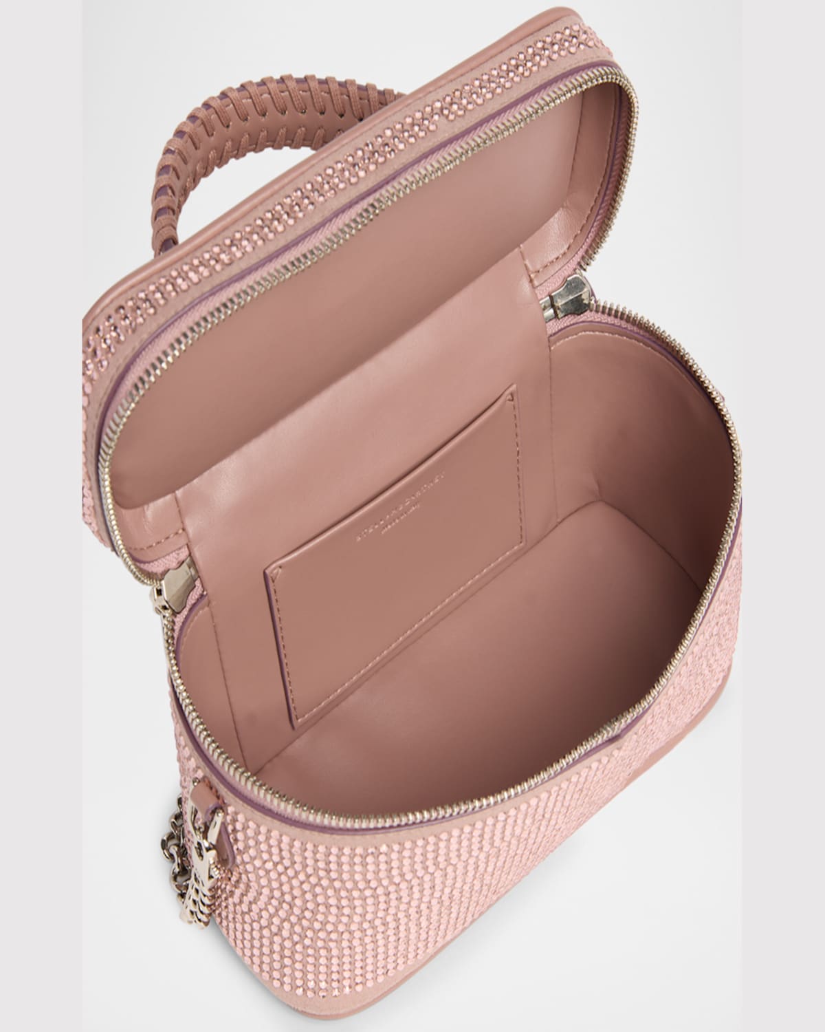 Stella Mccartney Allover Crystal Vegan Suede Cosmetic Case In Dusty Pink