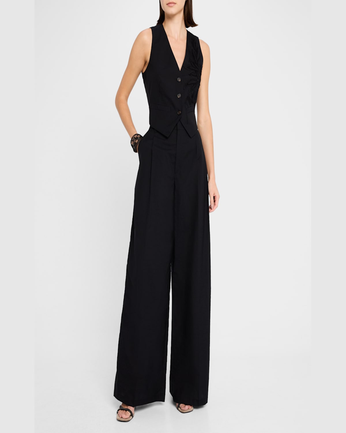 Shop Brunello Cucinelli Herbarium Embroidered Poplin Vest In Black