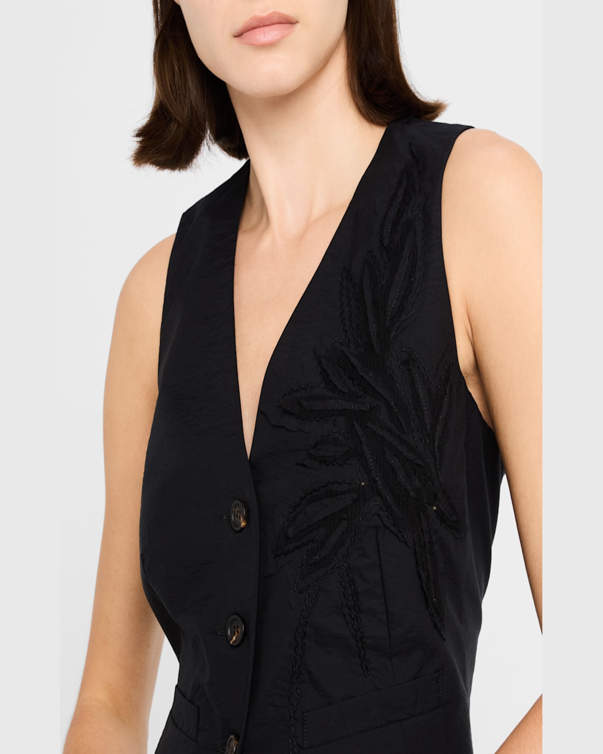 Shop Brunello Cucinelli Herbarium Embroidered Poplin Vest In Black