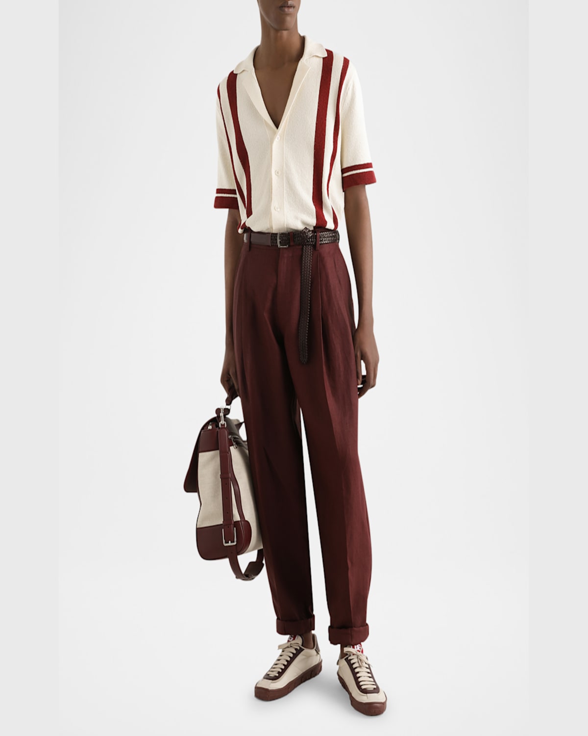 Dolce & Gabbana Linen Fabric Pants In Dark