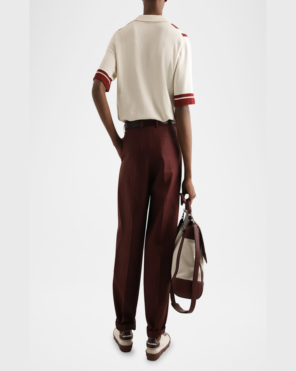 Dolce & Gabbana Linen Fabric Pants In Dark