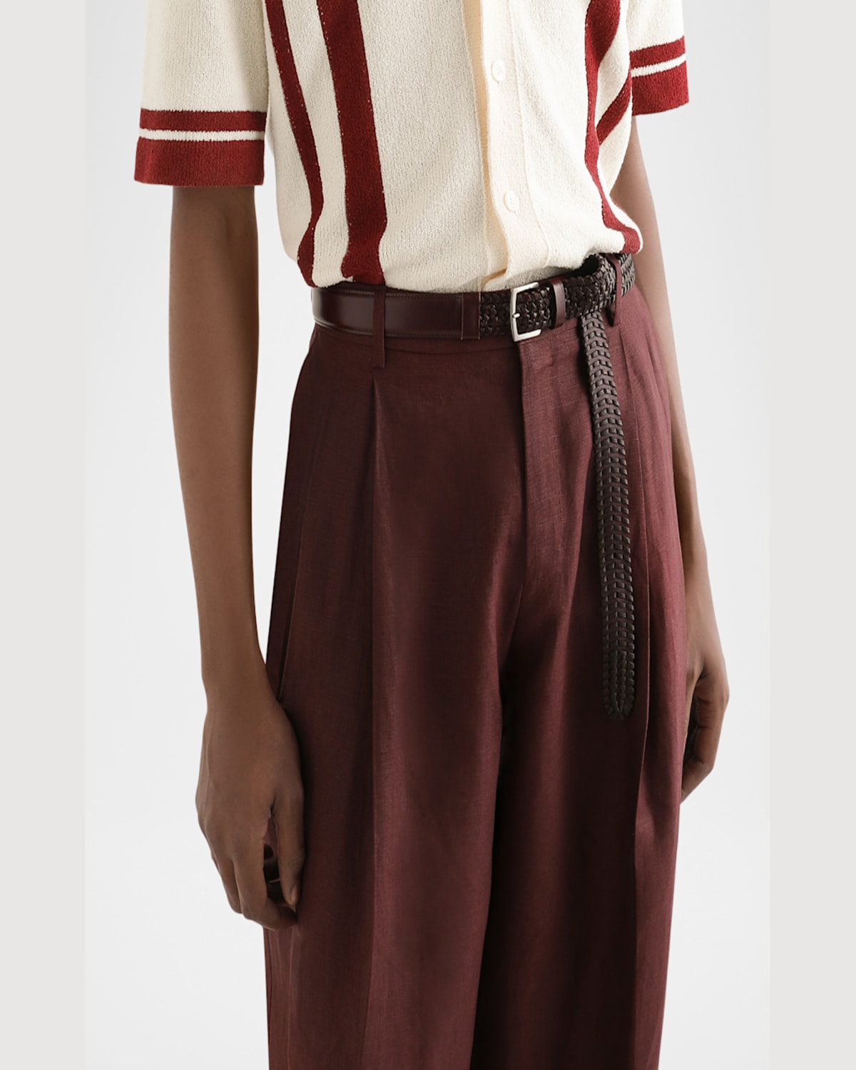 Dolce & Gabbana Linen Fabric Pants In Dark