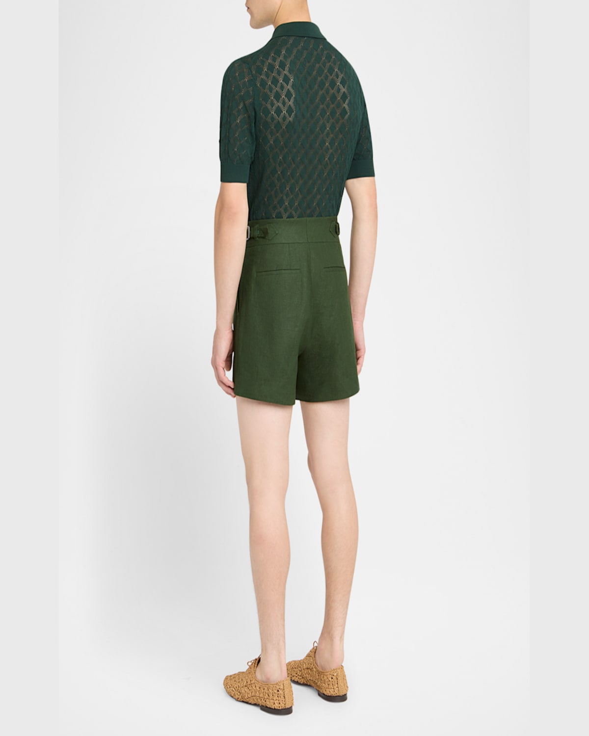 Dolce & Gabbana Green Solid Tailored Shorts In Dark Green