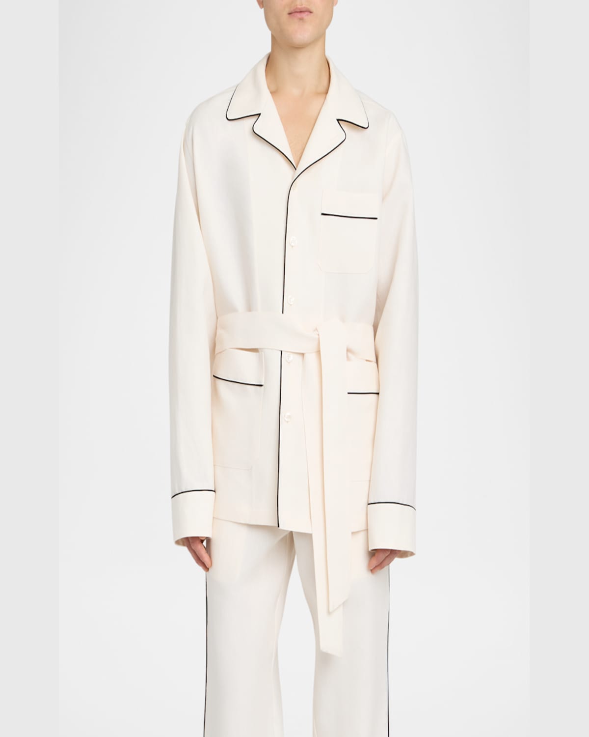 Dolce & Gabbana Linen Fabric Pajama Jacket In Natural