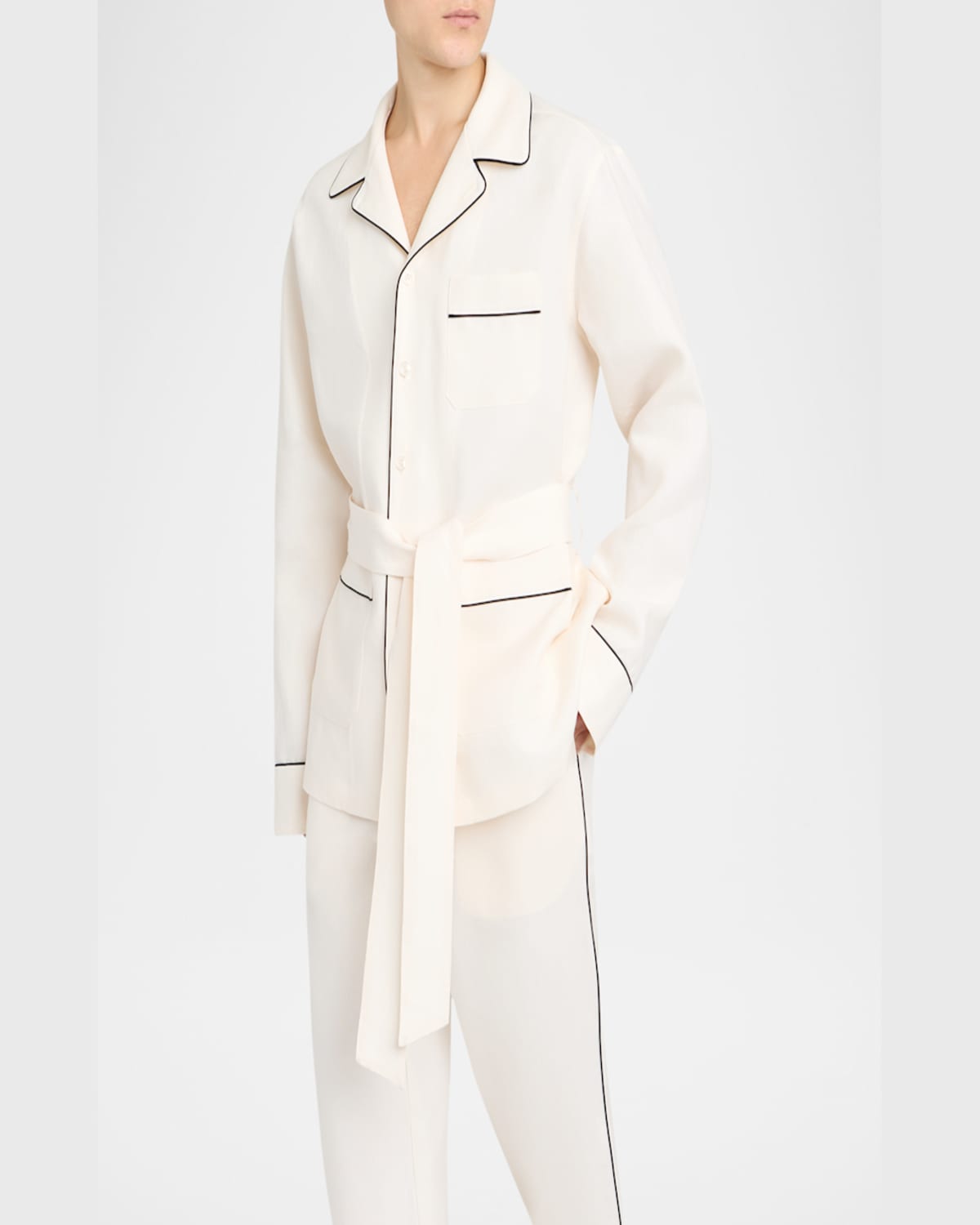Dolce & Gabbana Linen Fabric Pajama Jacket In Natural