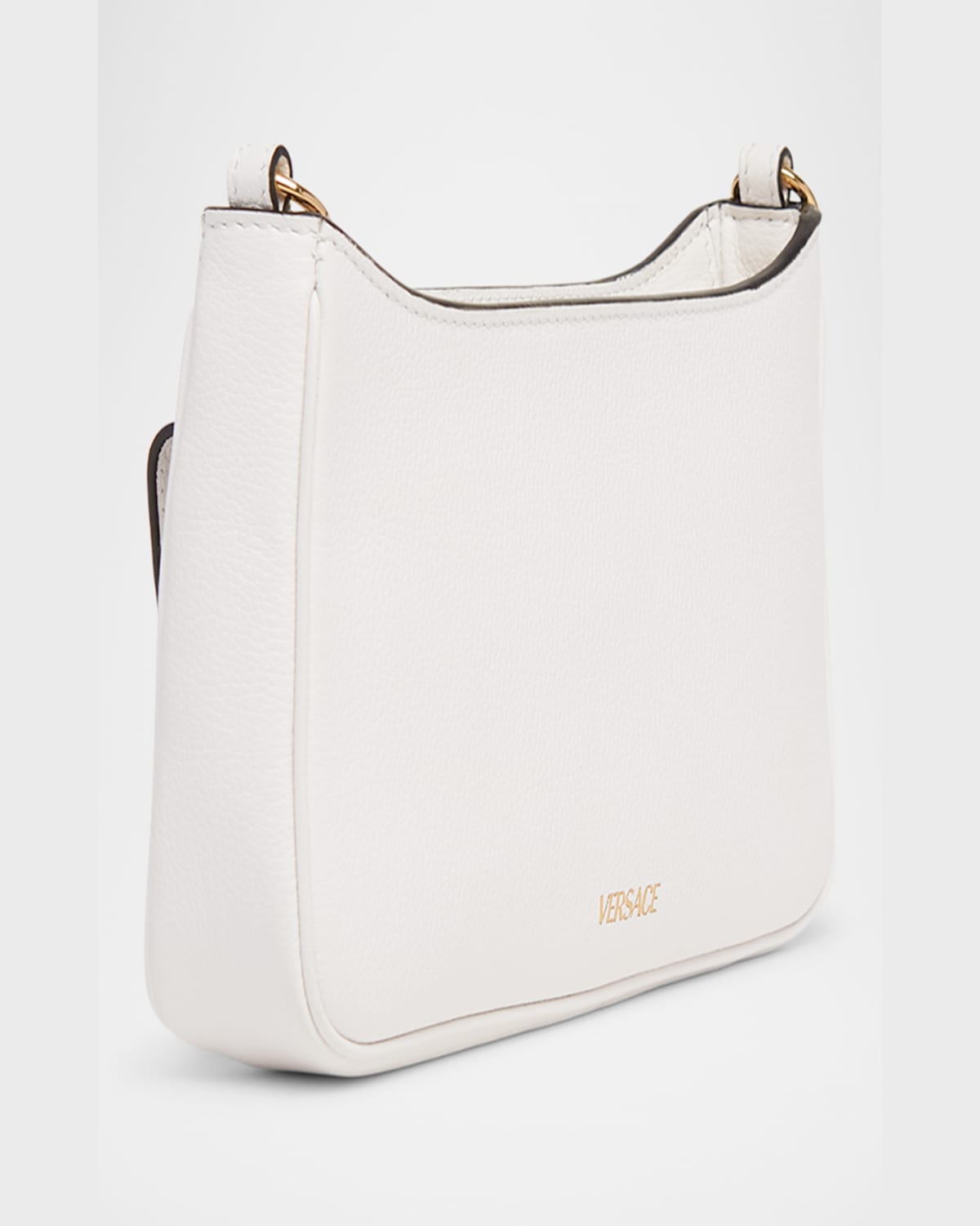 Versace La Medusa Mini Leather Crossbody Bag In Optical-white