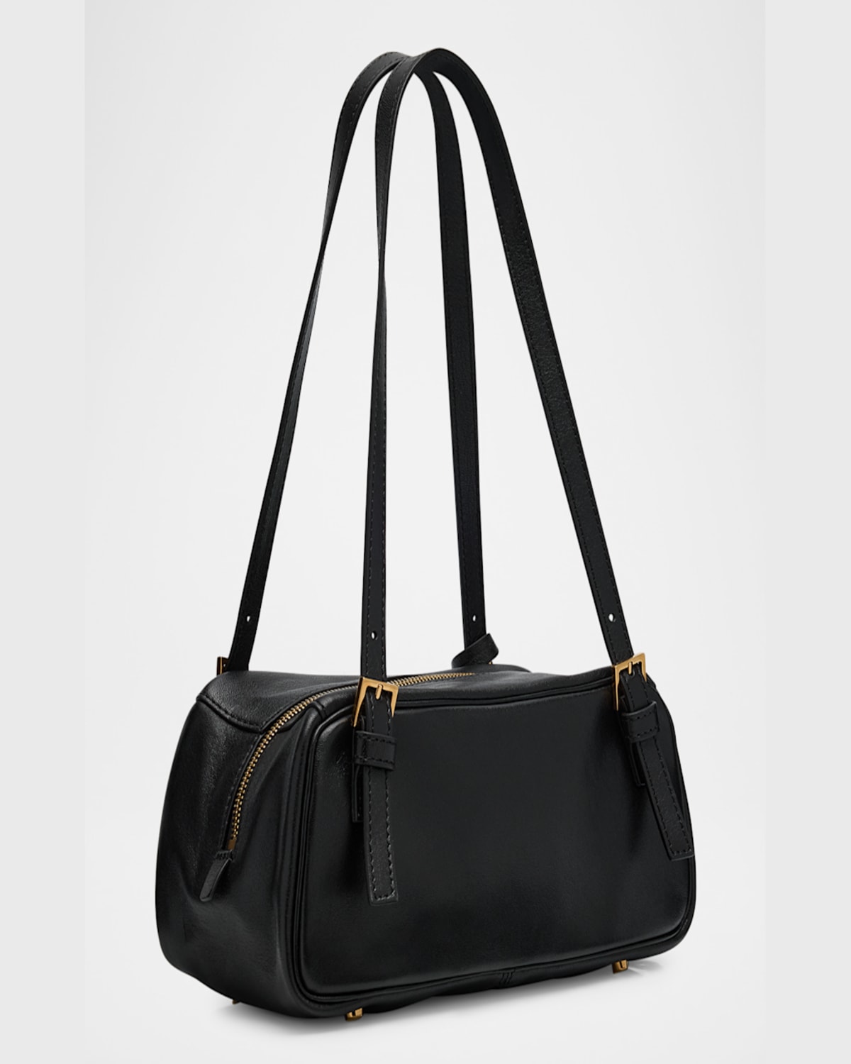 Versace Tag Bowling Shoulder Bag In Black- Gold