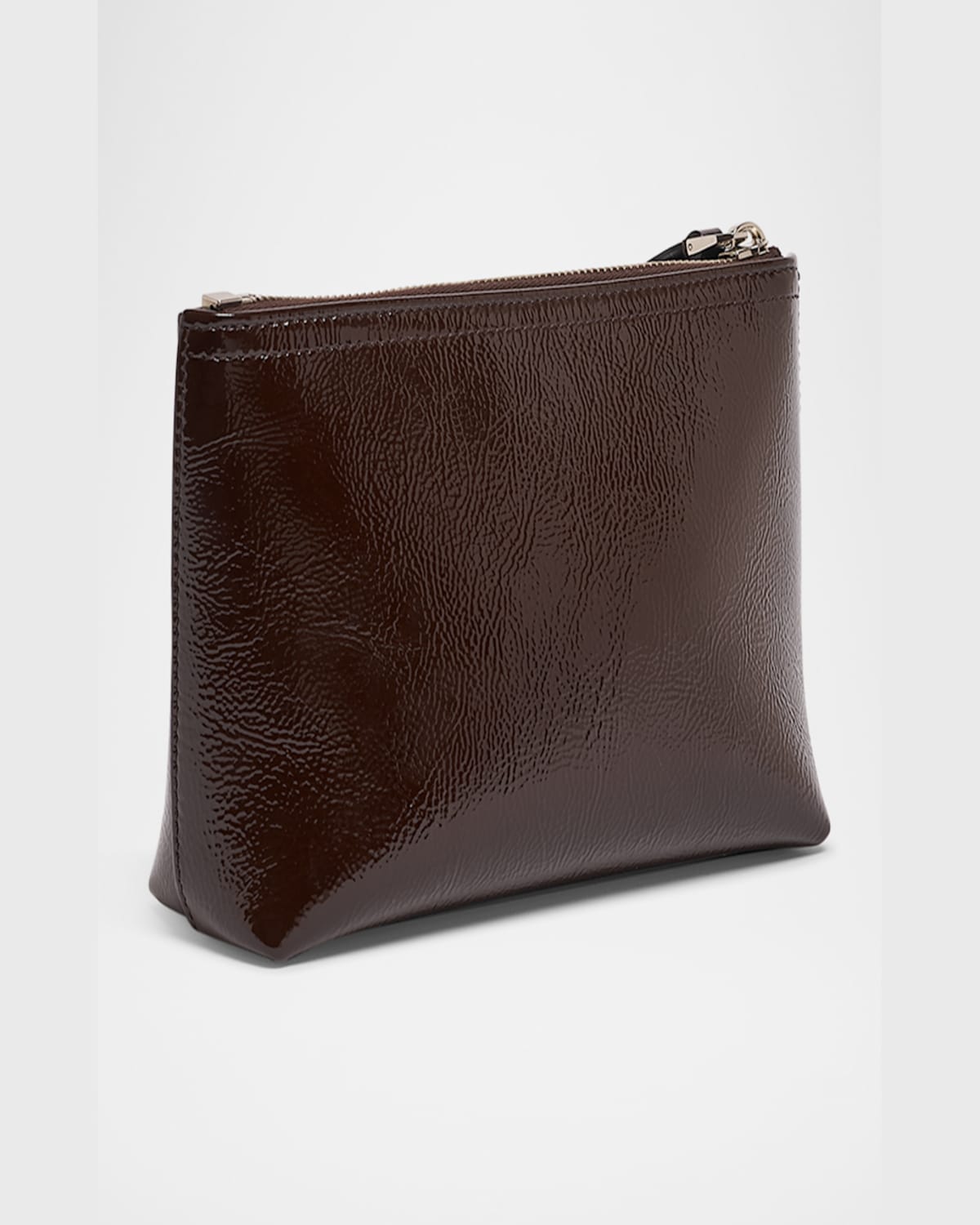 Givenchy Voyou Small Pouch Bag In Shiny Crinkled Leather In Ebony Brown