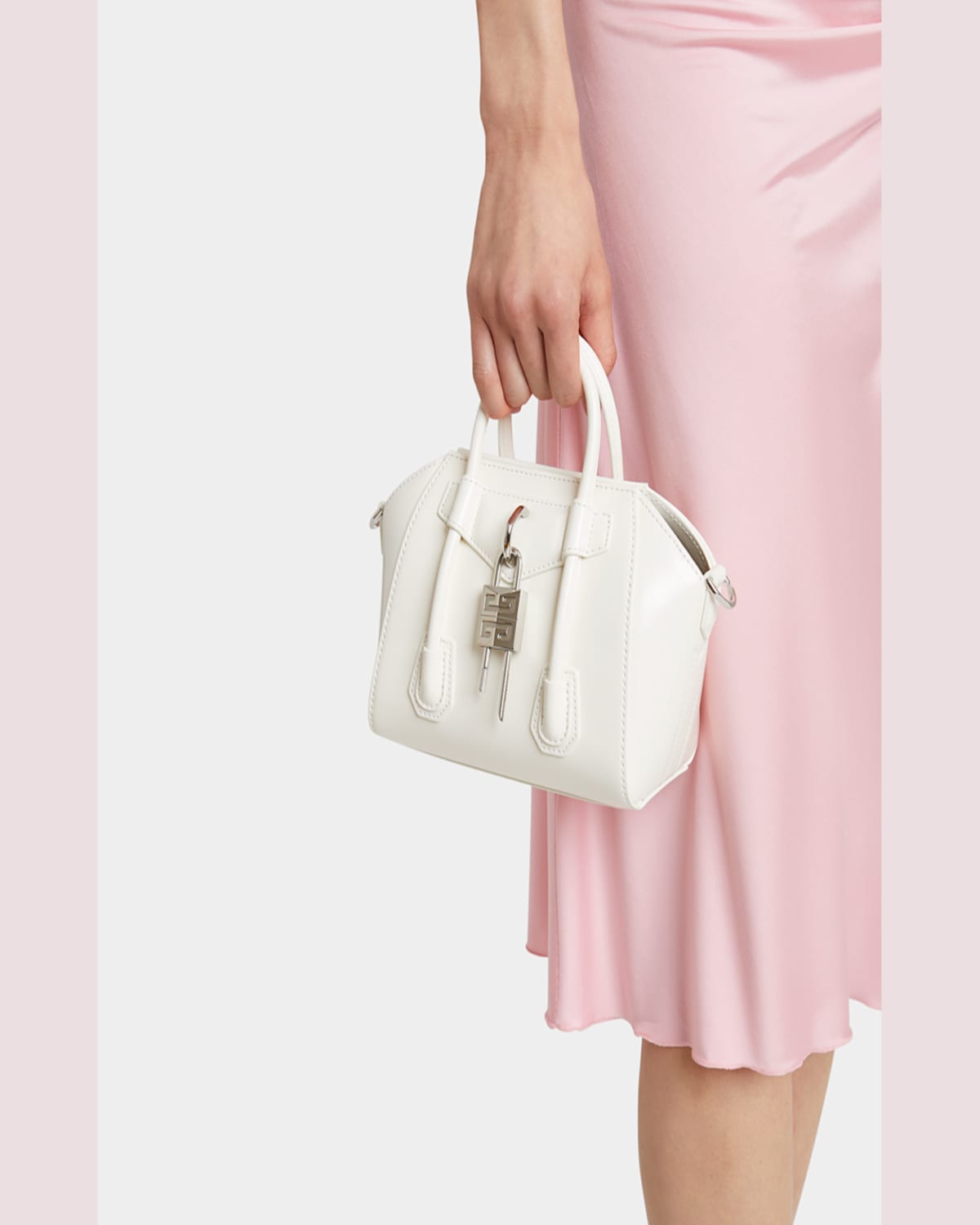 Givenchy Antigona Lock Toy Top-handle Bag In Leather In Ivory