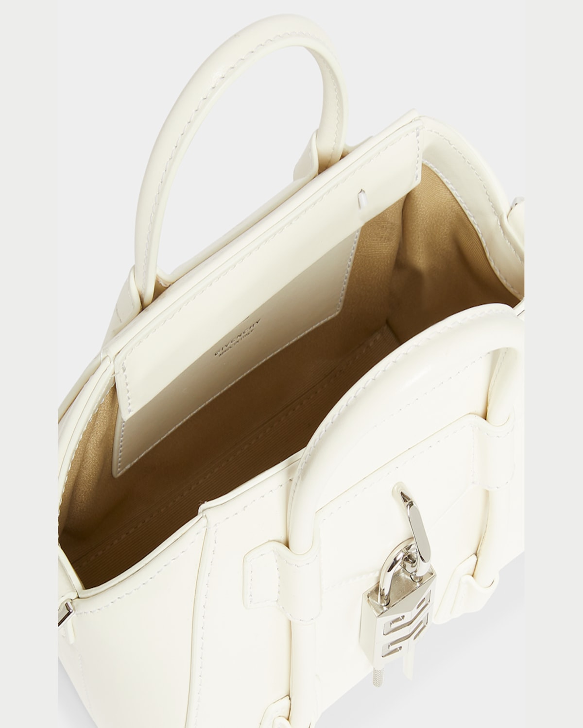 Givenchy Antigona Lock Toy Top-handle Bag In Leather In Ivory