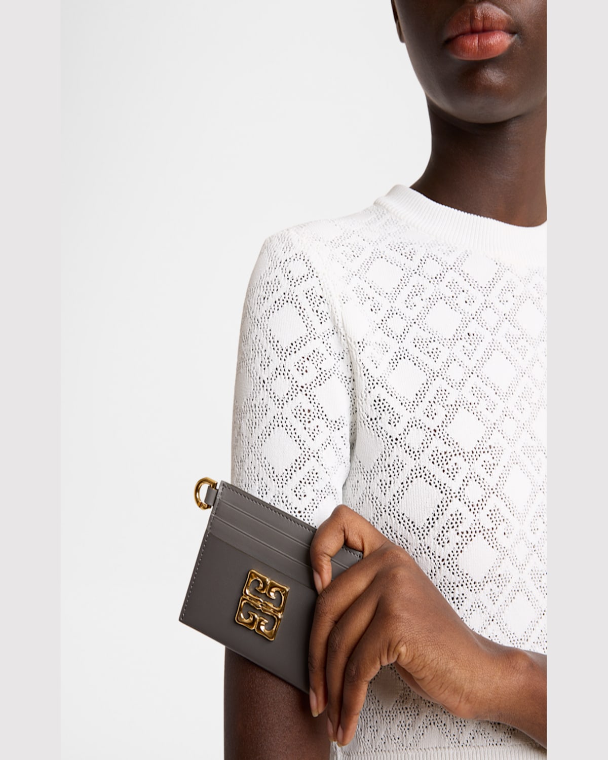 Givenchy 4g Liquid Card Holder In Leather In Charcoal