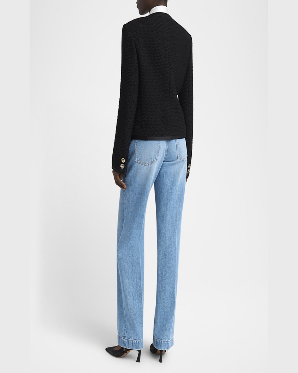 Dolce & Gabbana Jeweled Button Boucle Jacket In Black