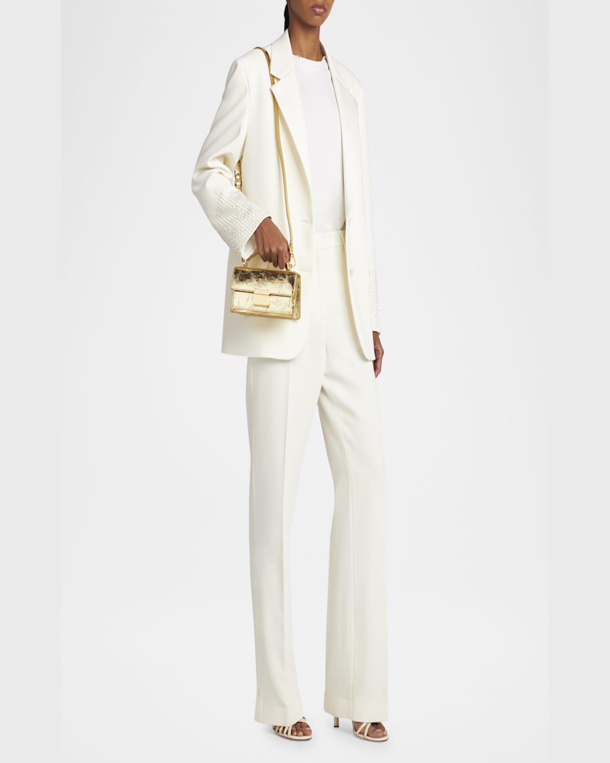 Golden Goose Venezia Small Shiny Wavy Leather Crossbody Bag In Light Gold Metal