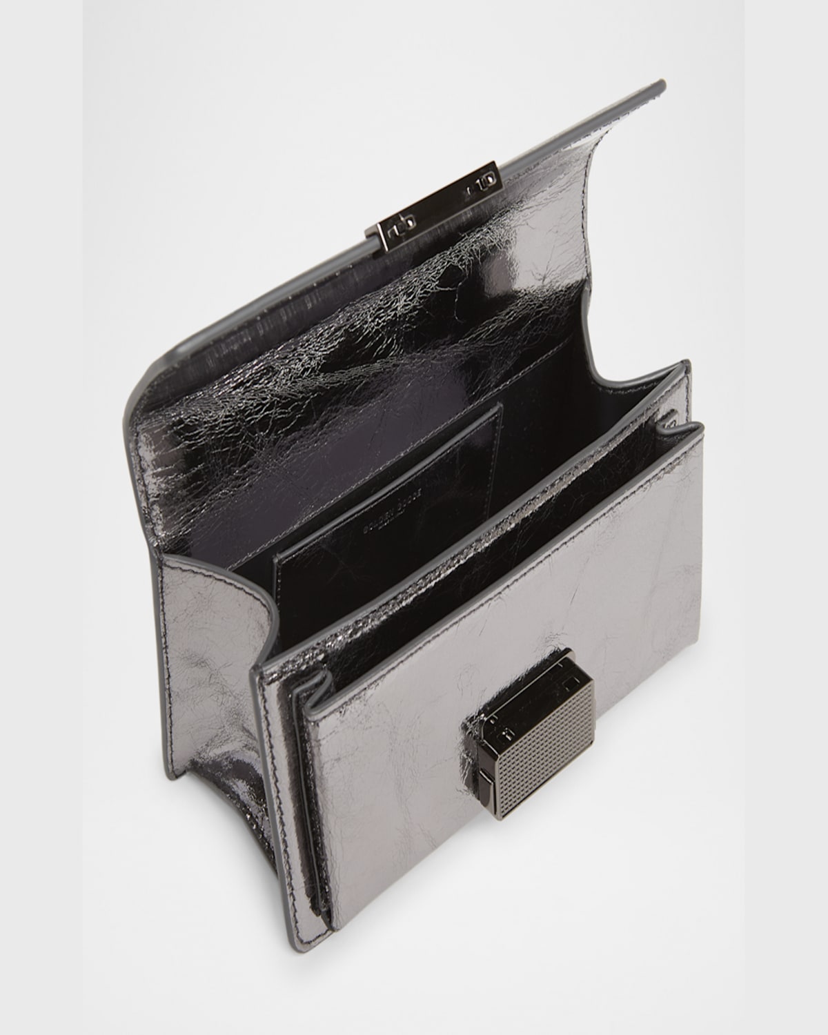 Golden Goose Venezia Small Metallic Leather Crossbody Bag In Rutenio Metal