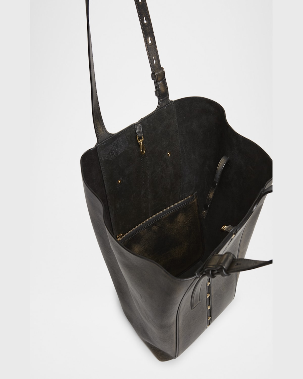 Golden Goose 24/7 North-south Distressed Leather Shoulder Bag In Black