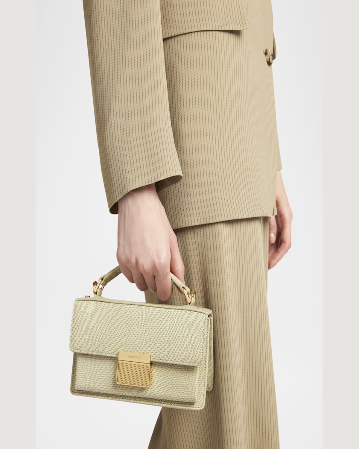 Golden Goose Venezia Small Lizard-embossed Leather Crossbody Bag In Mineral Grey