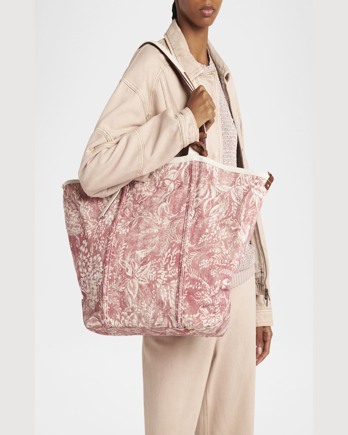 Golden Goose East-west Toile De Jouy Printed Canvas Tote Bag In Cotto/ecru