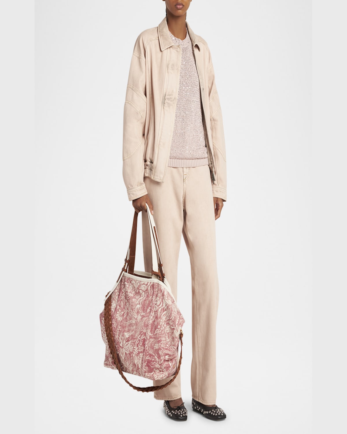 Golden Goose East-west Toile De Jouy Printed Canvas Tote Bag In Cotto/ecru