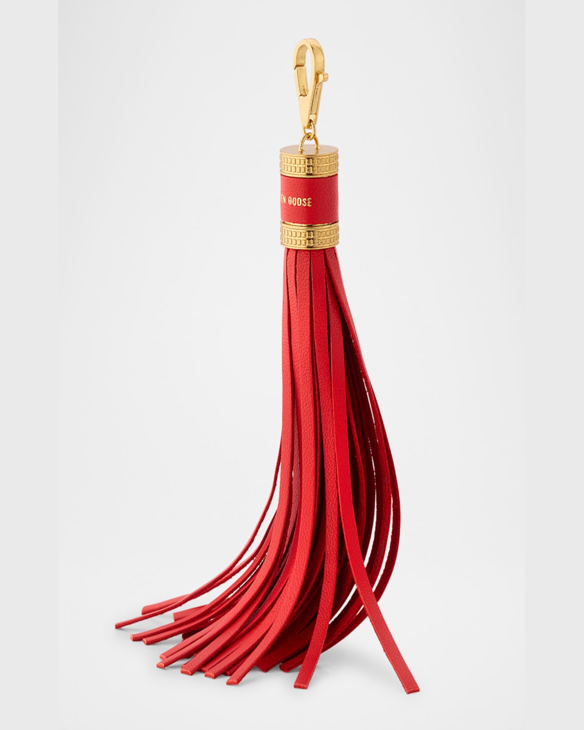 Golden Goose Tassel Leather Bag Charm In Red/gold