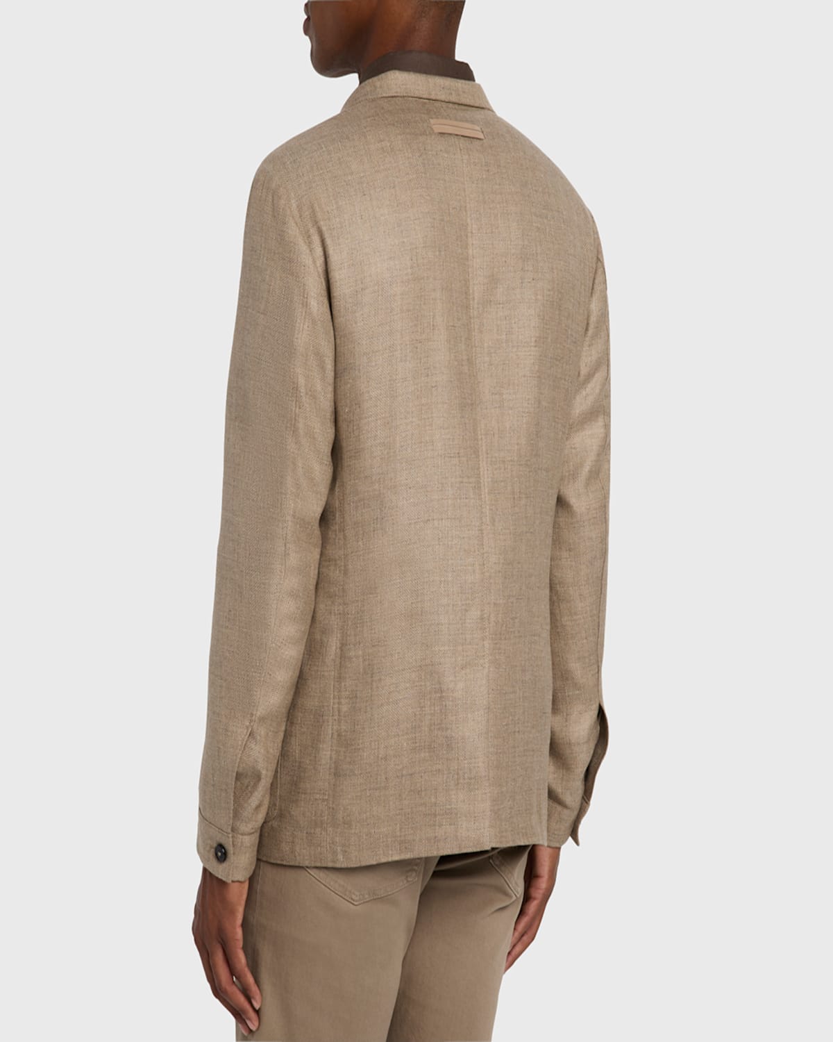 Zegna Linen-blend Shirt Jacket In Md Bge Sld